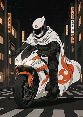 Motorcycle Rider in City