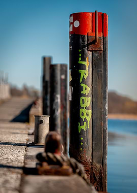 Graffiti on Dock Post