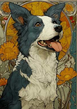 Border Collie Art Deco