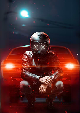 Motorcycle Rider with X-Eyes