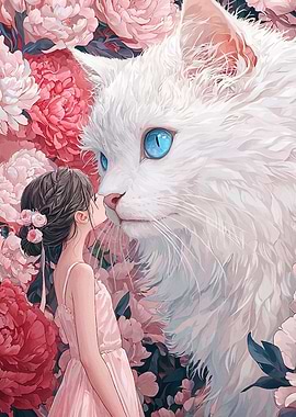 Girl and Giant Cat