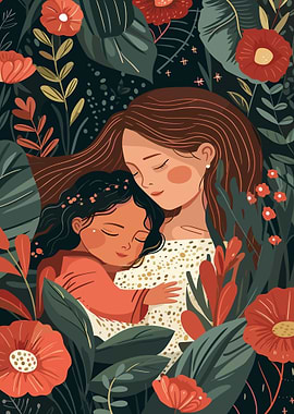 Mother and Daughter Embrace