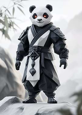 Panda Warrior in Black and White