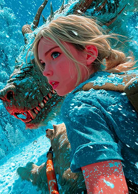Dragon and Girl in Snow