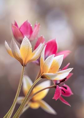 Delicate Pink and Yellow Flowers
