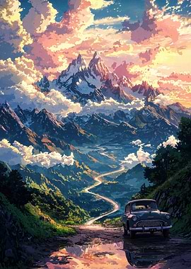 Mountain Road Sunset