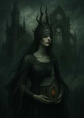 Blindfolded Woman with Church