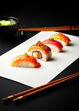 Sushi Rolls on White Plate