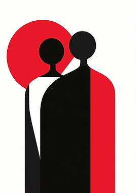 Unified Contrast - Abstract Couple Silhouette