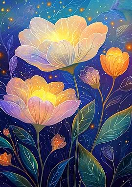 Glowing Flowers Night