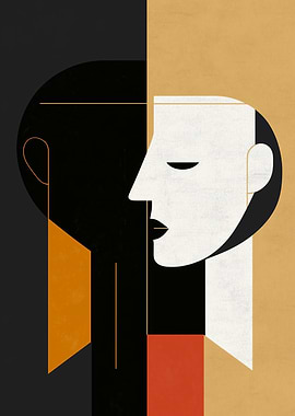 Halfway to Silence – Geometry of the Self - Abstract Face Art