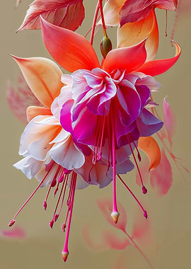 Pink and White Fuchsia Flower