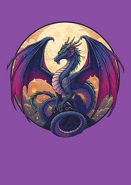 Dragon Under Full Moon