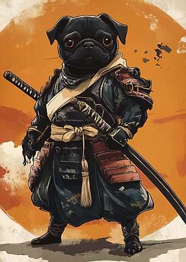 Pug Samurai Warrior