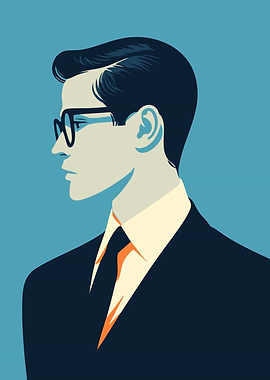 Man in Suit Profile Minimalist Art Illustration