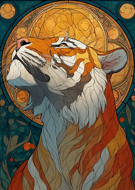 Tiger in Art Nouveau Style