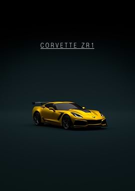Corvette C7 ZR1 - Yellow Front - Green Bkg