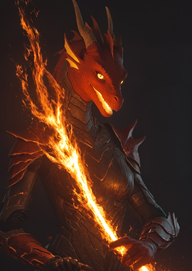 Fiery Dragoness Flame Warrior