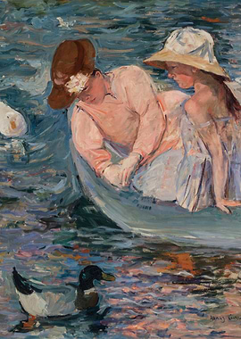 Girls in a Boat with Ducks
