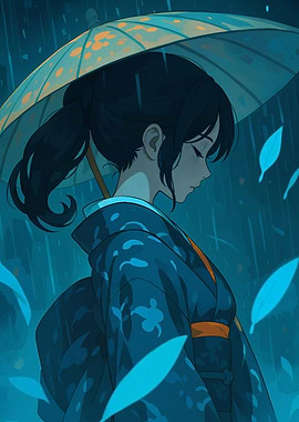 Anime Girl in Rain