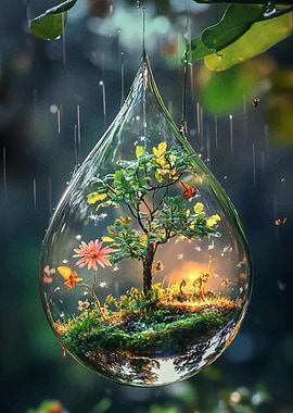 Miniature World in a Raindrop