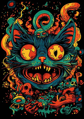 Trippy Cat Illustration