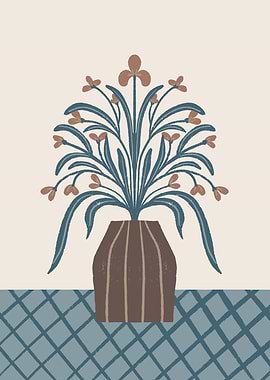 Earthy Modern Vase with Florals