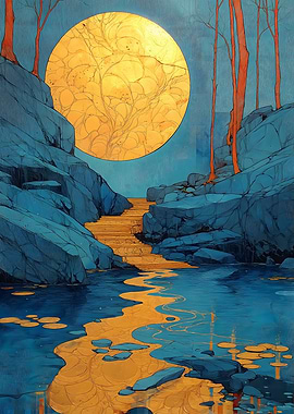 Golden Moon Landscape