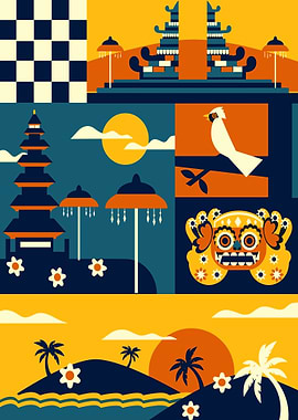 Bali Temple Illustration