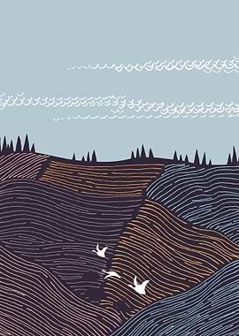 Striped Mountain Landscape