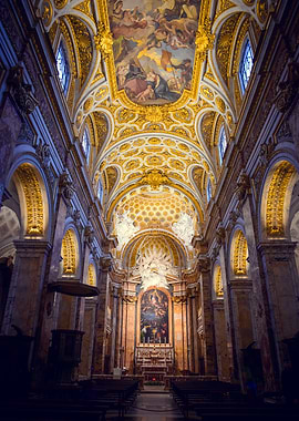 Ornate Church Interior, Rome