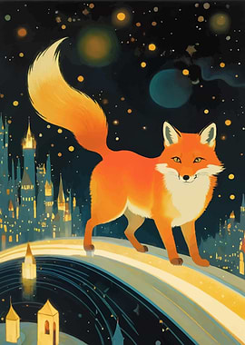 Fox on a Starry Night