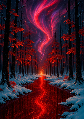 Red Aurora Forest