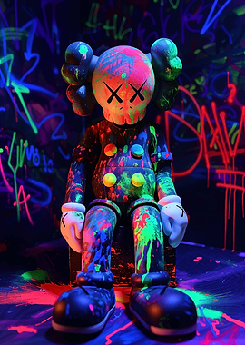 KAWS Figure Neon Graffiti