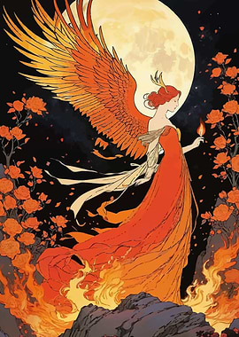 Phoenix Woman with Fire