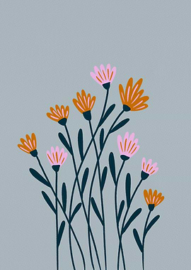 Pink and Orange Flowers Illustration