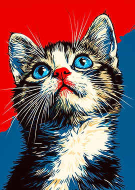 Blue-Eyed Kitten Portrait