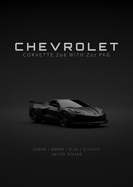 Front Corvette C8 Z06 Z07 2023 - Black Specs