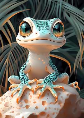 Cute Cartoon Gecko Animal