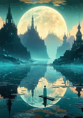 Moonlit Fantasy Cityscape