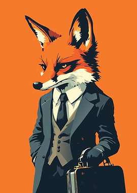 Fox in Suit with Briefcase