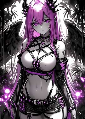 Pink-Haired Angel with Wings Gaming