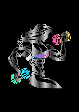 Muscular Woman Lifting Weights