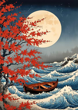 Japanese Moonlit Sea
