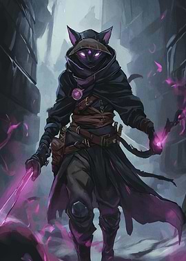 Feline Warrior with Magic