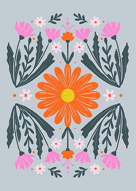 Orange flowers and pink buds