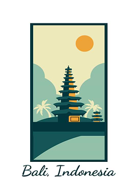 Bali Temple Illustration