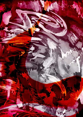 Abstract Pop art Red and White Painting