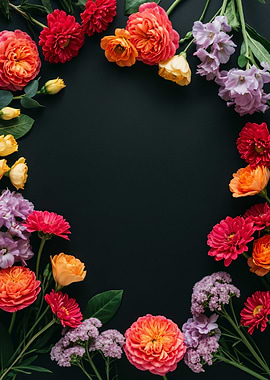 Floral Frame on Black