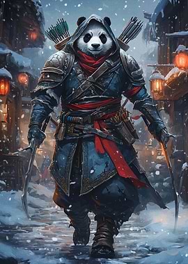 Panda Assassin in Snowy Town